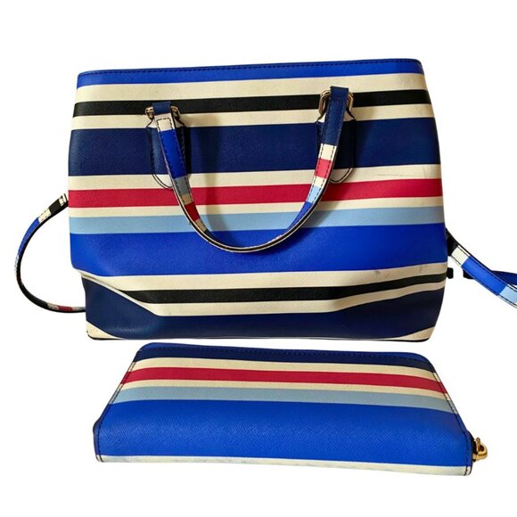 Kate Spade New York Evangelie Laurel Way Striped Satchel Crossbody w wallet - Picture 2 of 8